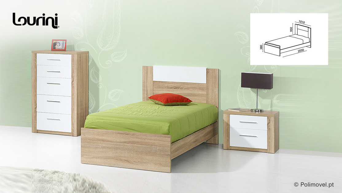 Cama de Solteiro LOURINI Paris Carvalho Natura Cama de Solteiro LOURINI Paris Carvalho Natura