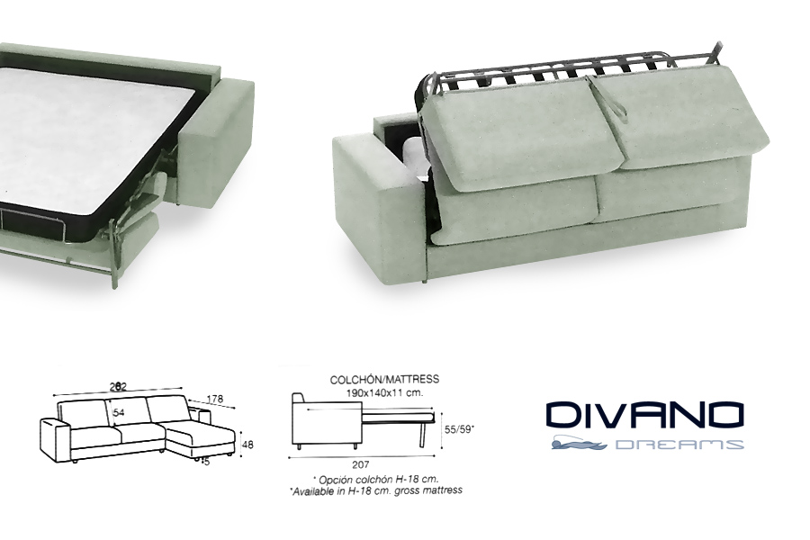 Sofá Cama Chaise-longue DIVANO Augusta Sofá Cama Chaise-longue DIVANO Augusta