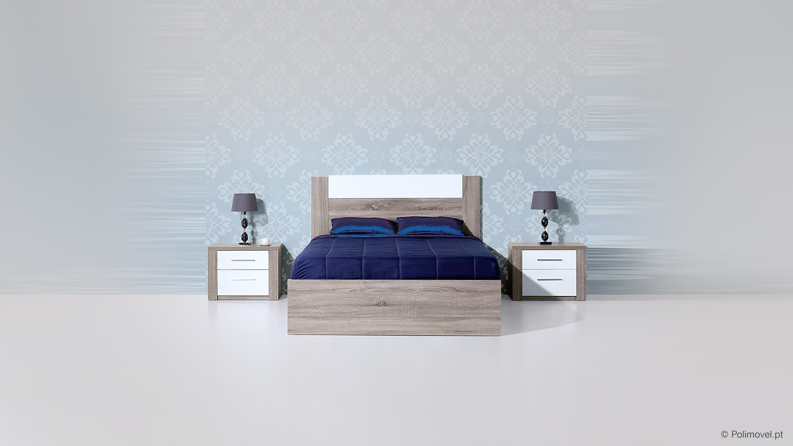 Cama de Casal LOURINI Paris Carvalho Cinza