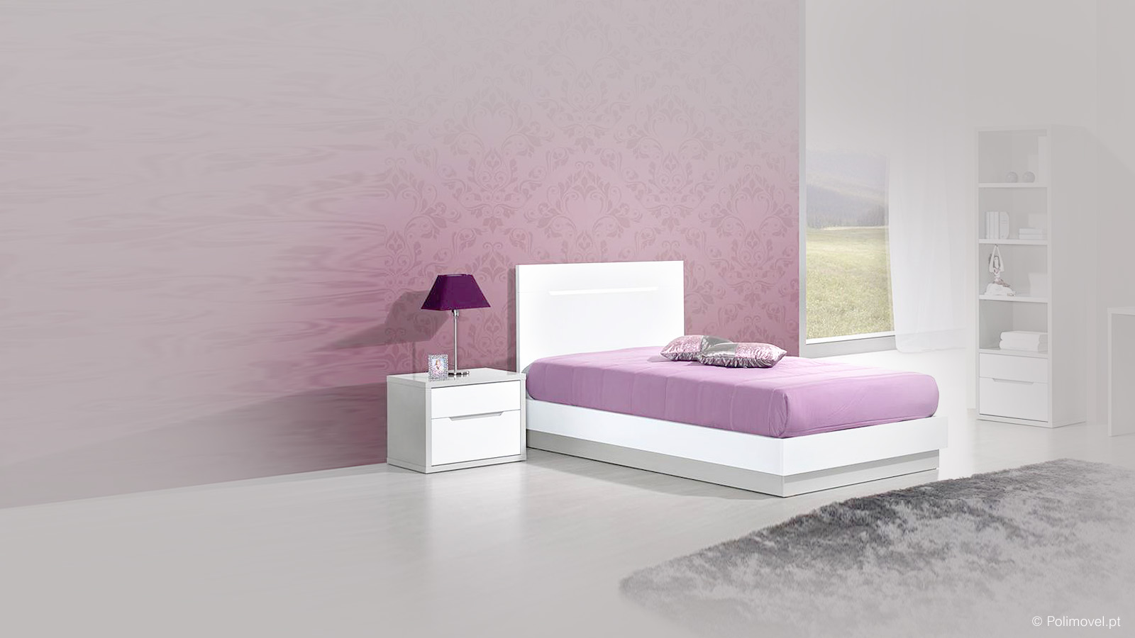 Mesa de Cabeceira LOURINI Viena Cinza/Branco