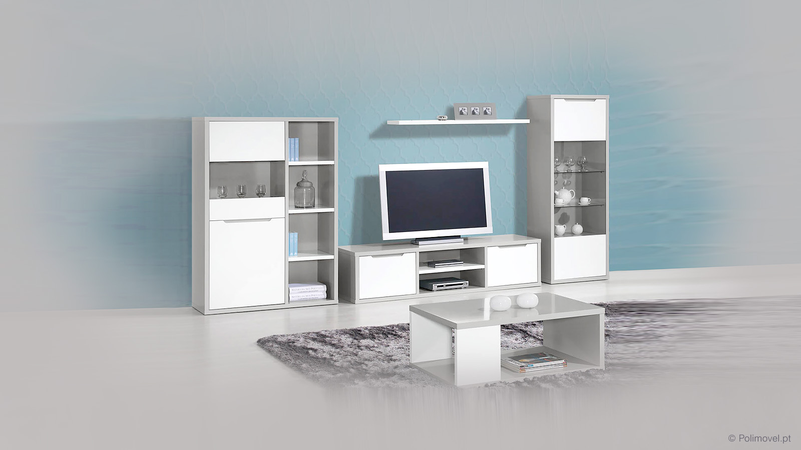 Sala de Estar LOURINI Viena Cinza/Branco