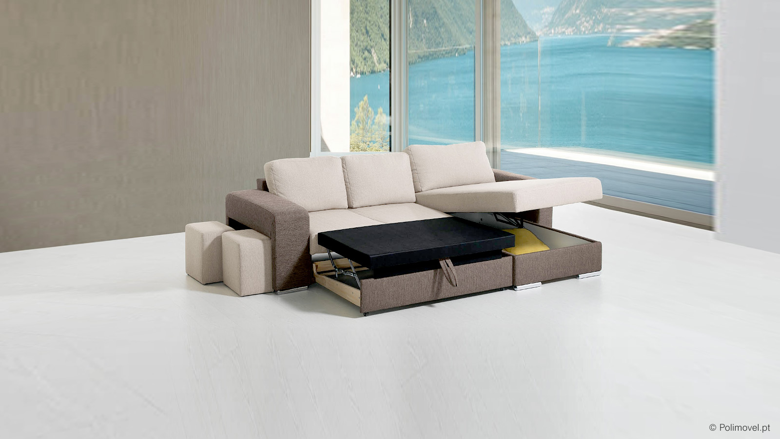 Sofá Cama Chaise Longue LOURINI Calvin