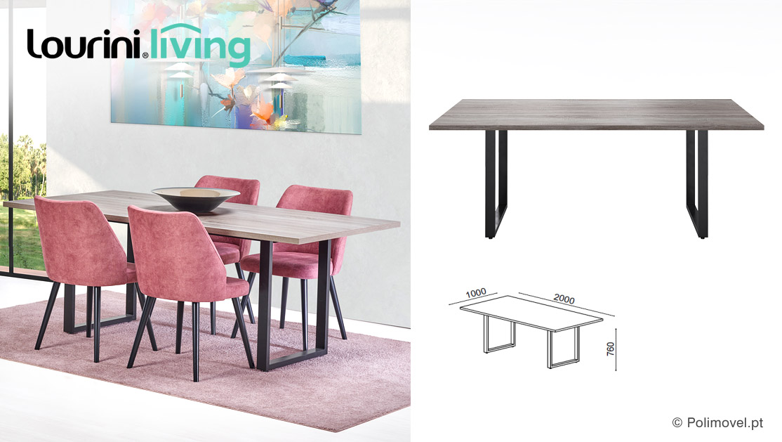 Mesa LOURINI Málaga Carvalho Cinza Mesa LOURINI Málaga Carvalho Cinza