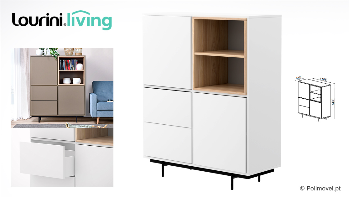 Módulo LOURINI Malmo 2 Gavetas 2 Portas 118 Branco Módulo LOURINI Malmo 2 Gavetas 2 Portas 118 Branco
