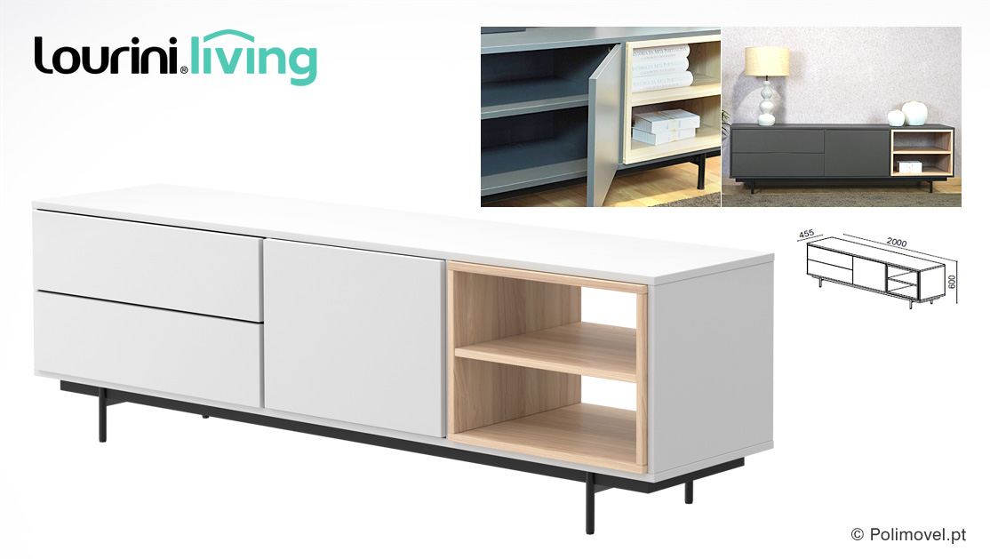 Móvel de TV LOURINI Malmo 200 Branco Móvel de TV LOURINI Malmo 200 Branco